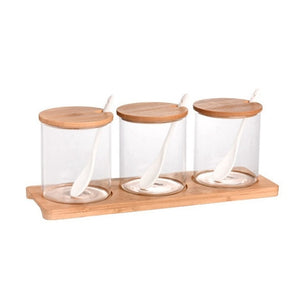 3Pcs/Set Glass Spice Jar With Spoon Spice