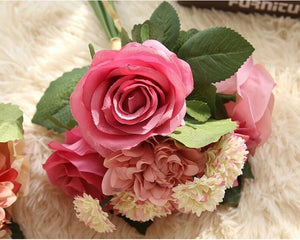 Artificial Flowers Bouquet 10 Head Rose
