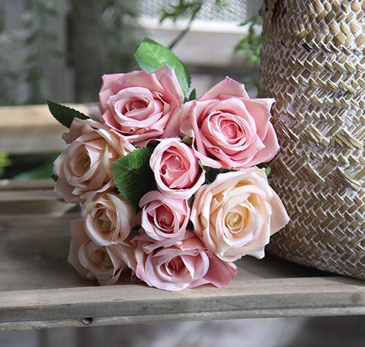 9 Heads Rose Silk Flowers